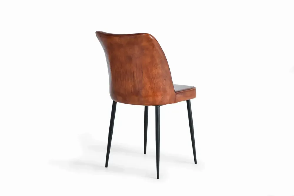 Chaises - Ensemble de 2 chaises en cuir naturel et pieds en métal - GINER Y COLOMER