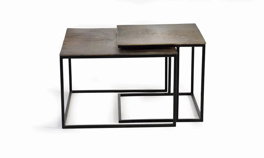 Tables basses - Lot de deux tables basses plateau bronze et pieds métal - GINER Y COLOMER