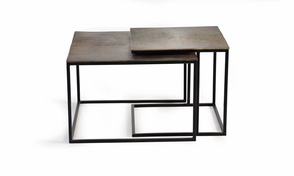 Coffee tables - Set of two coffee tables with bronze top and metal legs - GINER Y COLOMER
