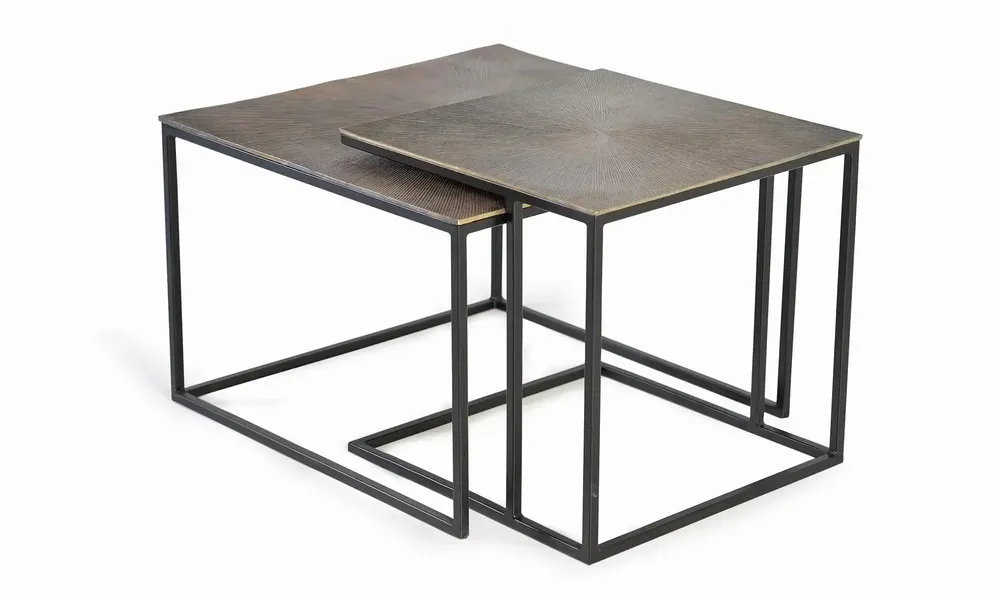 Tables basses - Lot de deux tables basses plateau bronze et pieds métal - GINER Y COLOMER