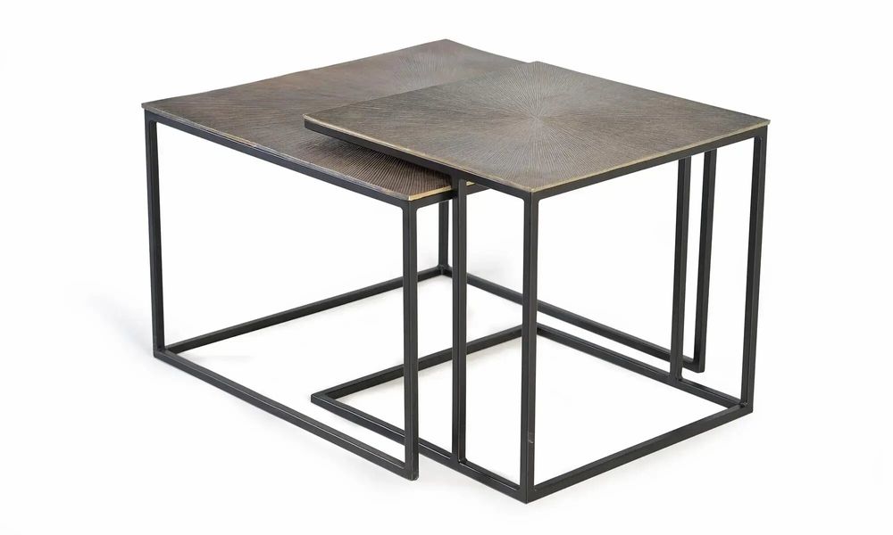 Coffee tables - Set of two coffee tables with bronze top and metal legs - GINER Y COLOMER