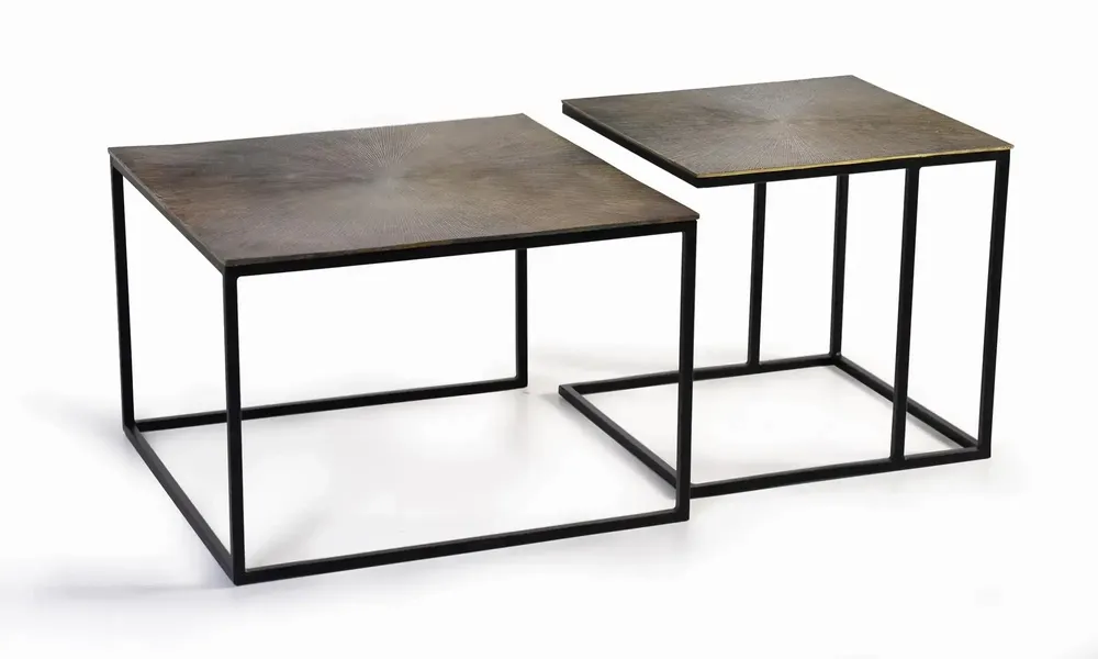 Tables basses - Lot de deux tables basses plateau bronze et pieds métal - GINER Y COLOMER