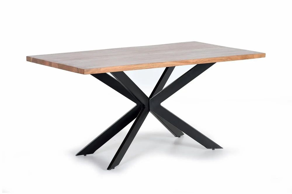 Dining Tables - Dining table in natural acacia wood and black metal legs - GINER Y COLOMER