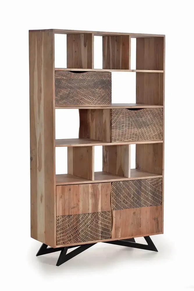 Shelves - Acacia wood shelf and natural-colored metal legs - GINER Y COLOMER