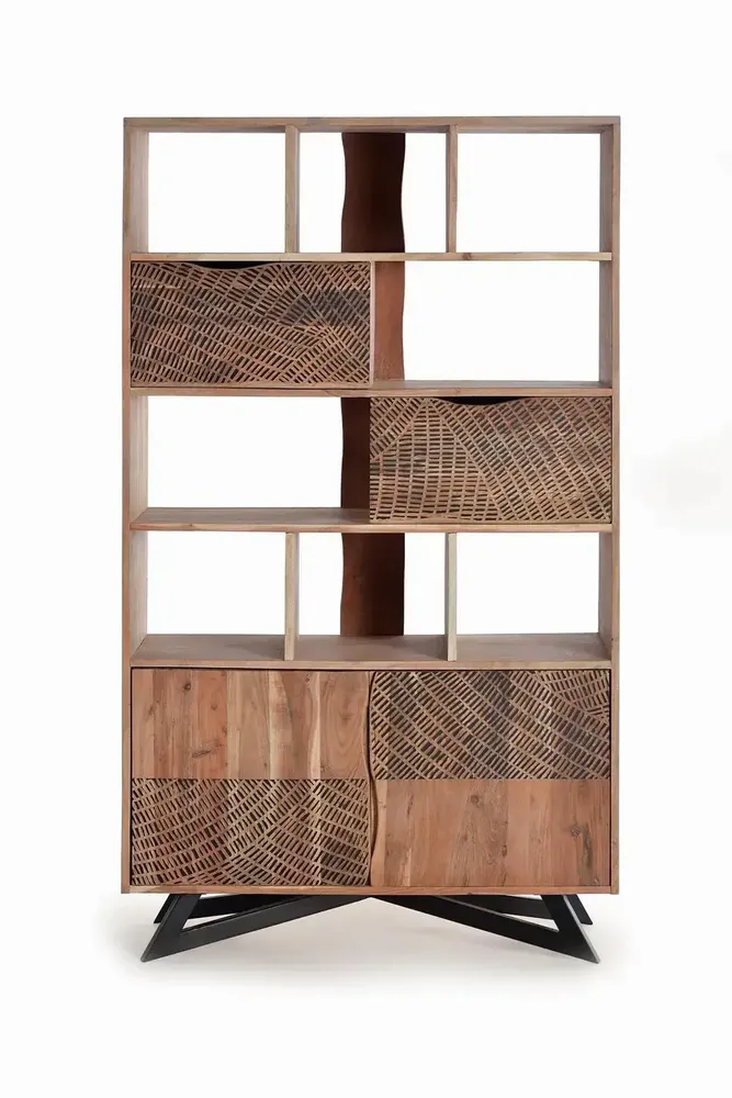 Shelves - Acacia wood shelf and natural-colored metal legs - GINER Y COLOMER