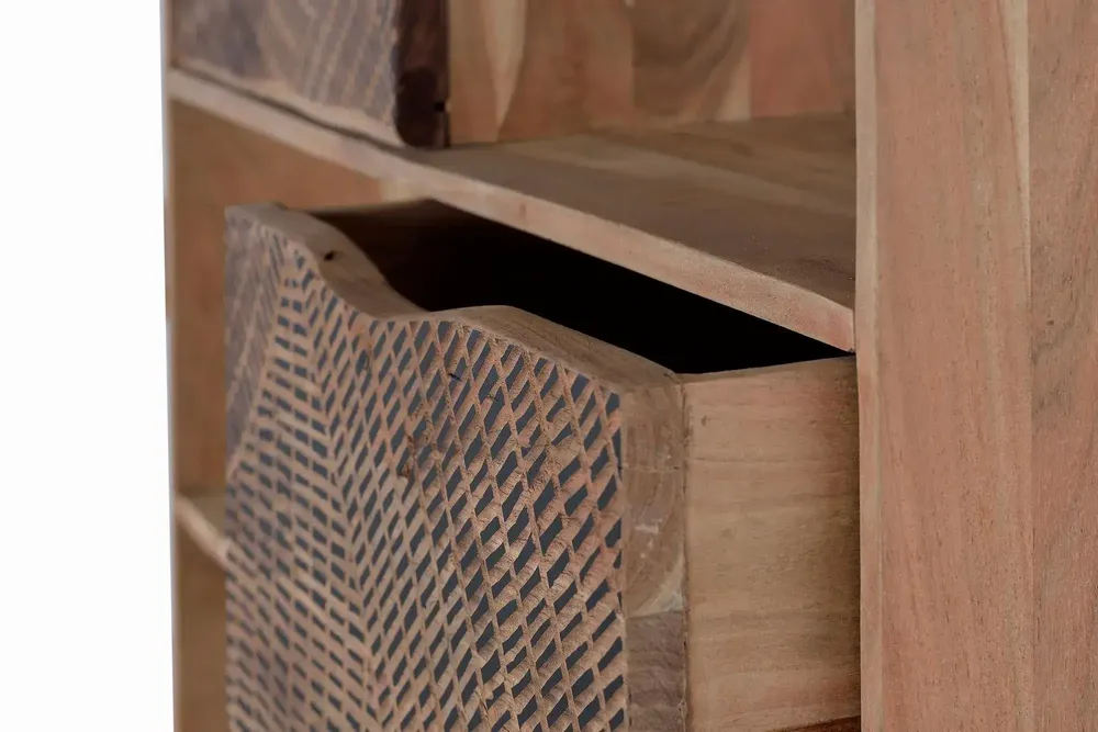 Shelves - Acacia wood shelf and natural-colored metal legs - GINER Y COLOMER