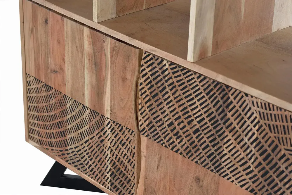 Shelves - Acacia wood shelf and natural-colored metal legs - GINER Y COLOMER