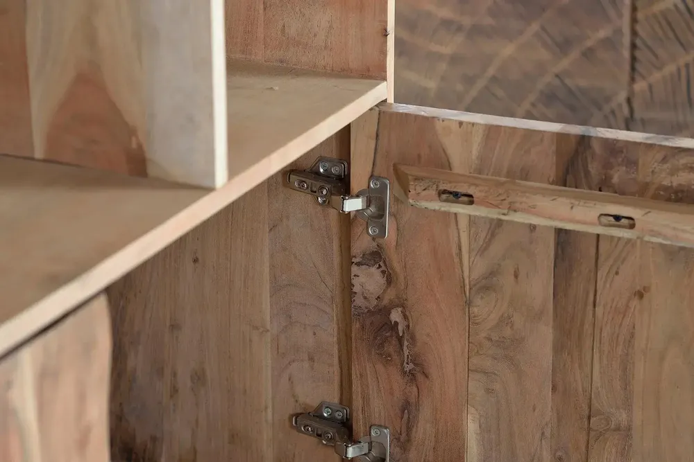 Shelves - Acacia wood shelf and natural-colored metal legs - GINER Y COLOMER