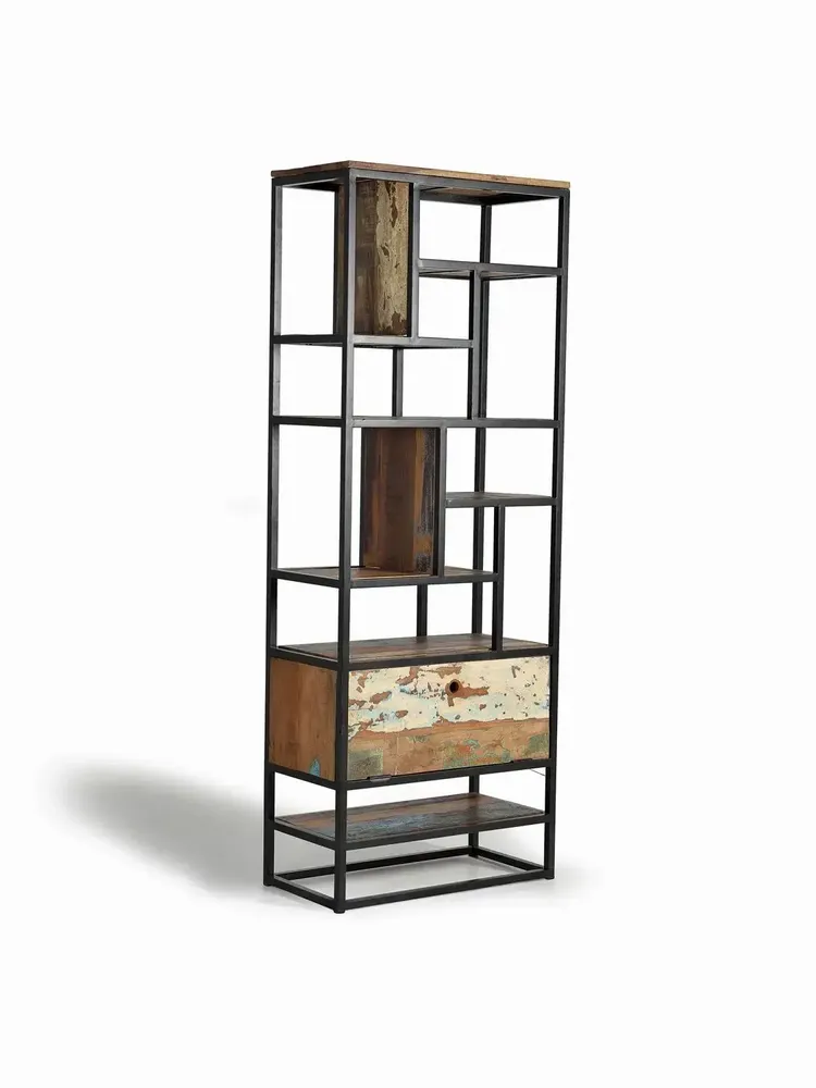 Etagères - Étagère en bois recyclé et métal de couleur foncée - GINER Y COLOMER