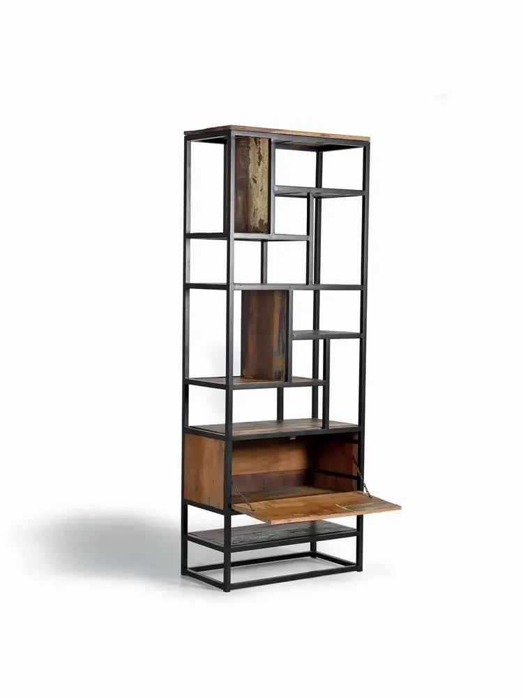 Etagères - Étagère en bois recyclé et métal de couleur foncée - GINER Y COLOMER
