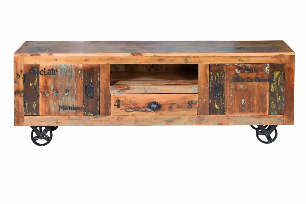 TV stands - Exclusive TV cabinet in multicolored recycled wood - GINER Y COLOMER