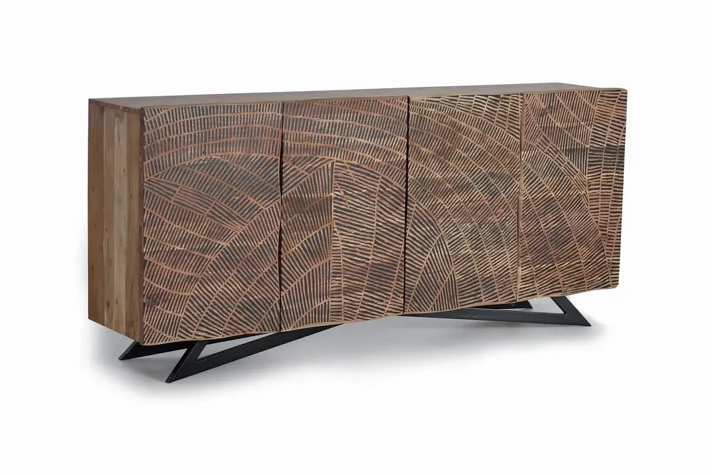 Buffets - Buffet en bois d'acacia et pieds en métal couleur naturelle - GINER Y COLOMER