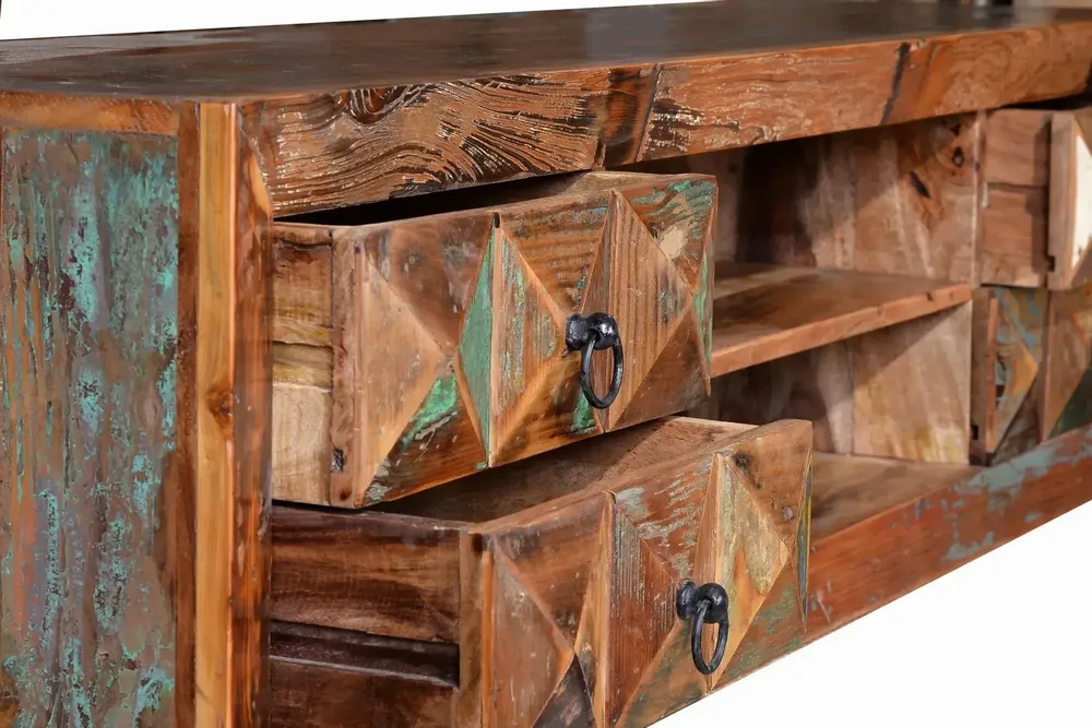 Meubles TV - Meuble TV en bois recyclé multicolore - GINER Y COLOMER