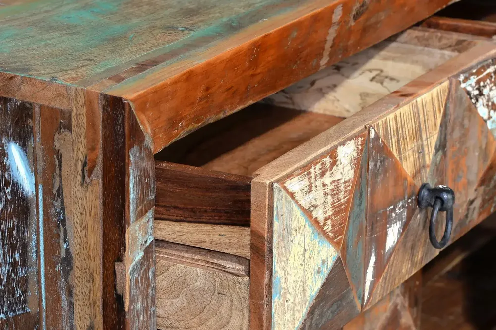 Commodes - Commode exclusive en bois recyclé multicolore - GINER Y COLOMER