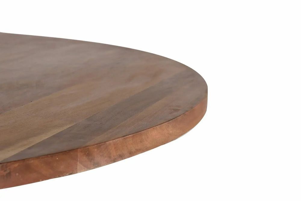 Tables Salle à Manger - Table à manger ronde en bois d'acacia naturel et pieds en métal noir - GINER Y COLOMER