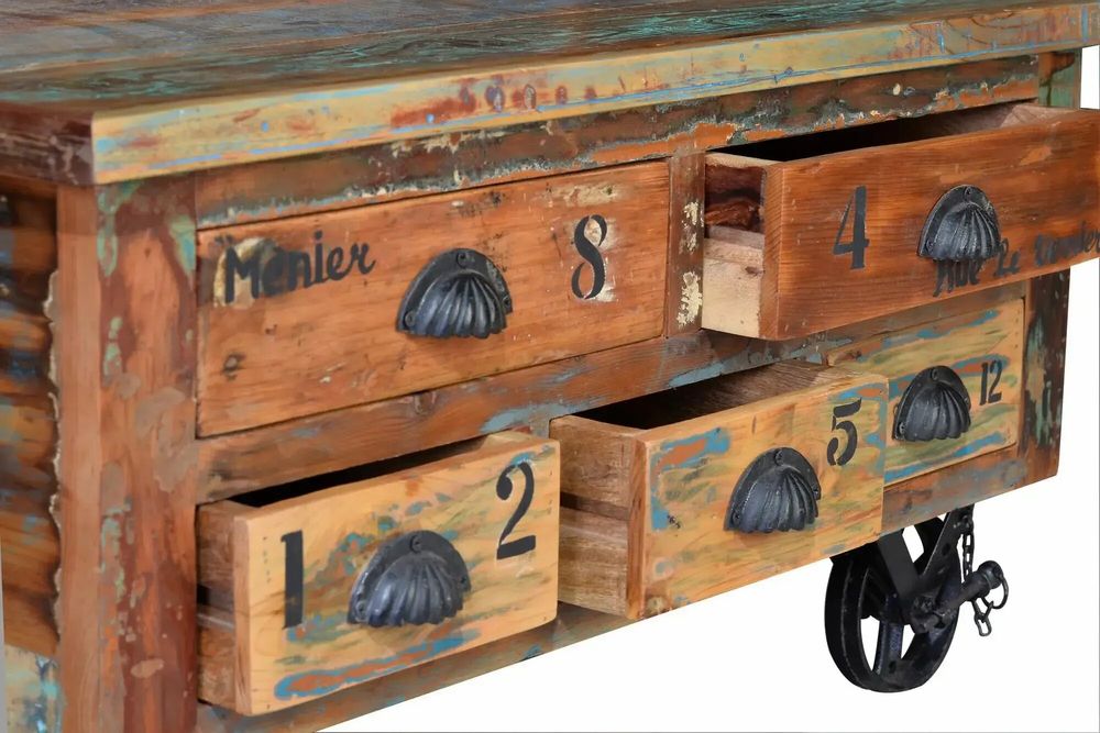 Tables basses - Table basse en bois recyclé multicolore - GINER Y COLOMER