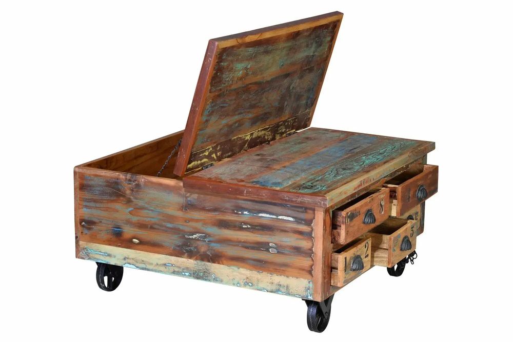 Tables basses - Table basse en bois recyclé multicolore - GINER Y COLOMER