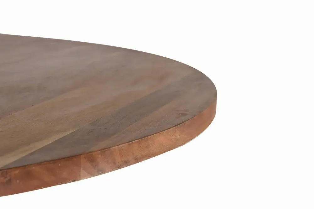 Tables Salle à Manger - Table à manger ronde en bois d'acacia naturel et pieds en métal noir - GINER Y COLOMER