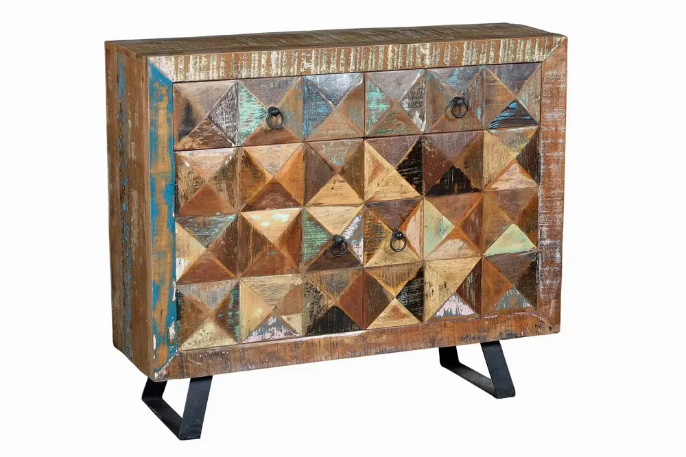 Commodes - Commode exclusive en bois recyclé multicolore - GINER Y COLOMER