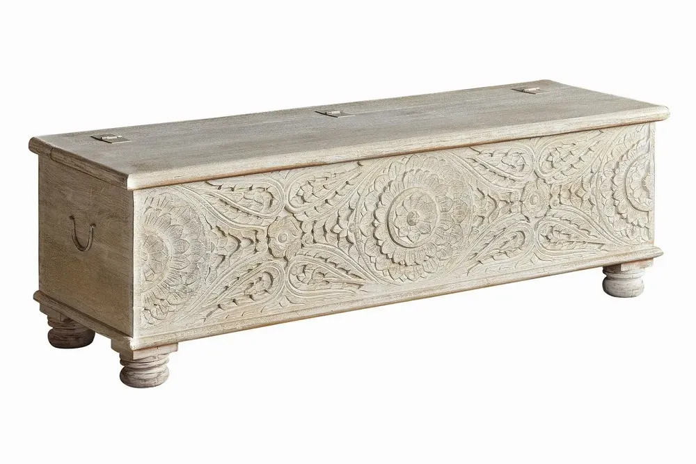 Boîtes de rangement - Coffre en bois de manguier blanc vieilli - GINER Y COLOMER
