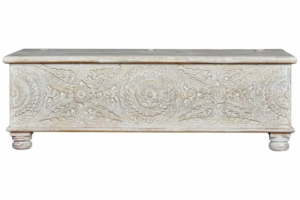 Boîtes de rangement - Coffre en bois de manguier blanc vieilli - GINER Y COLOMER