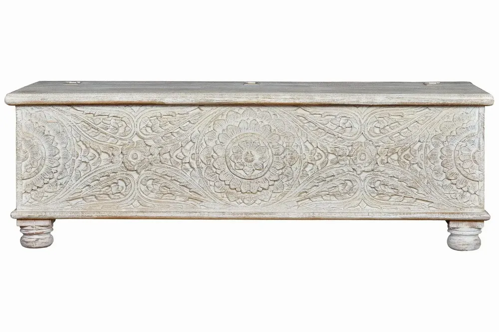 Boîtes de rangement - Coffre en bois de manguier blanc vieilli - GINER Y COLOMER