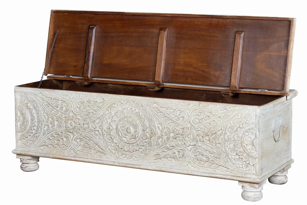 Boîtes de rangement - Coffre en bois de manguier blanc vieilli - GINER Y COLOMER