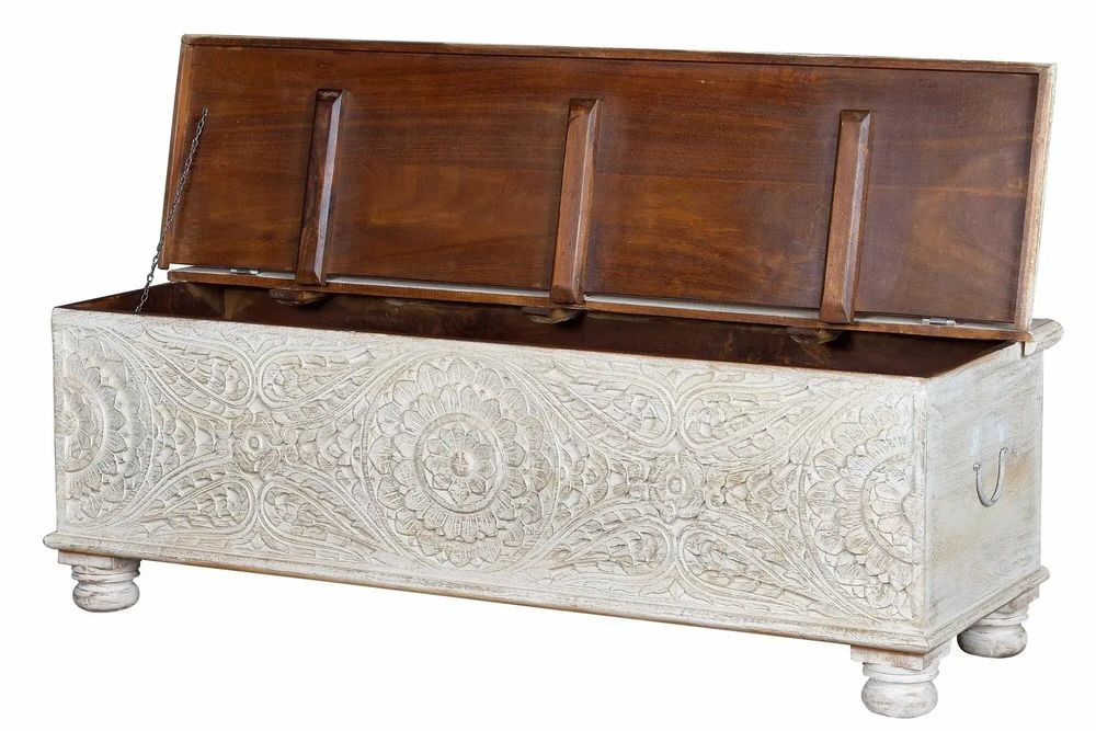 Boîtes de rangement - Coffre en bois de manguier blanc vieilli - GINER Y COLOMER