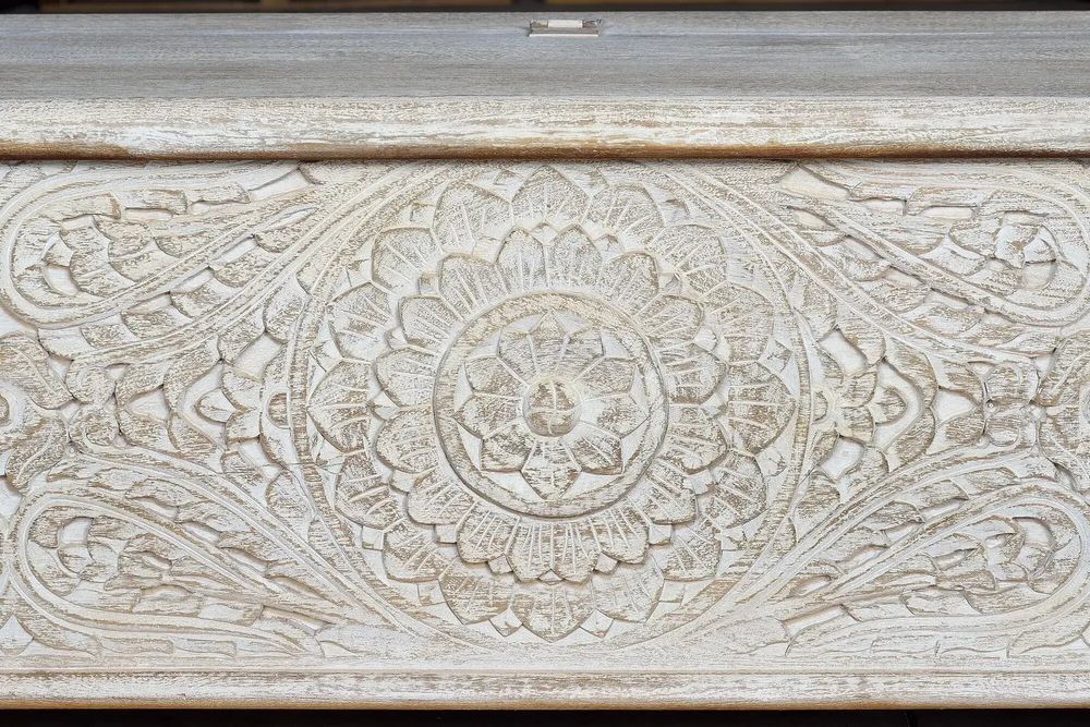 Boîtes de rangement - Coffre en bois de manguier blanc vieilli - GINER Y COLOMER