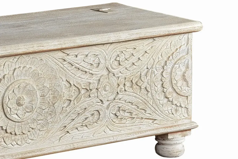 Boîtes de rangement - Coffre en bois de manguier blanc vieilli - GINER Y COLOMER
