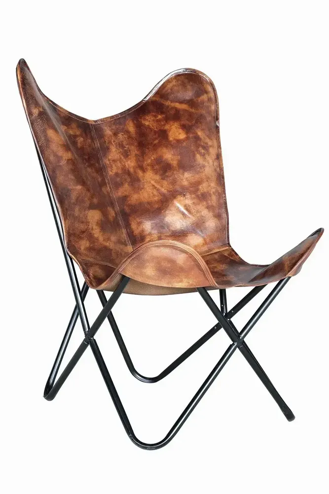 Chairs - Aged leather and iron chair - GINER Y COLOMER