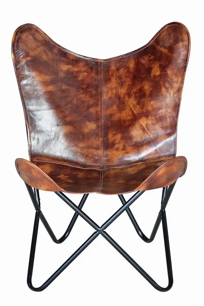 Chairs - Aged leather and iron chair - GINER Y COLOMER