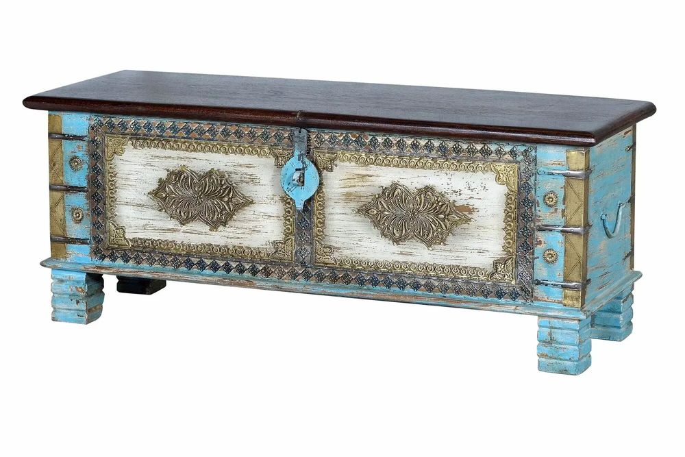 Storage boxes - Chest in blue mango and aged cherry - GINER Y COLOMER