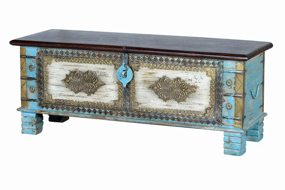 Boîtes de rangement - Coffre en manguier bleu et merisier vieilli - GINER Y COLOMER