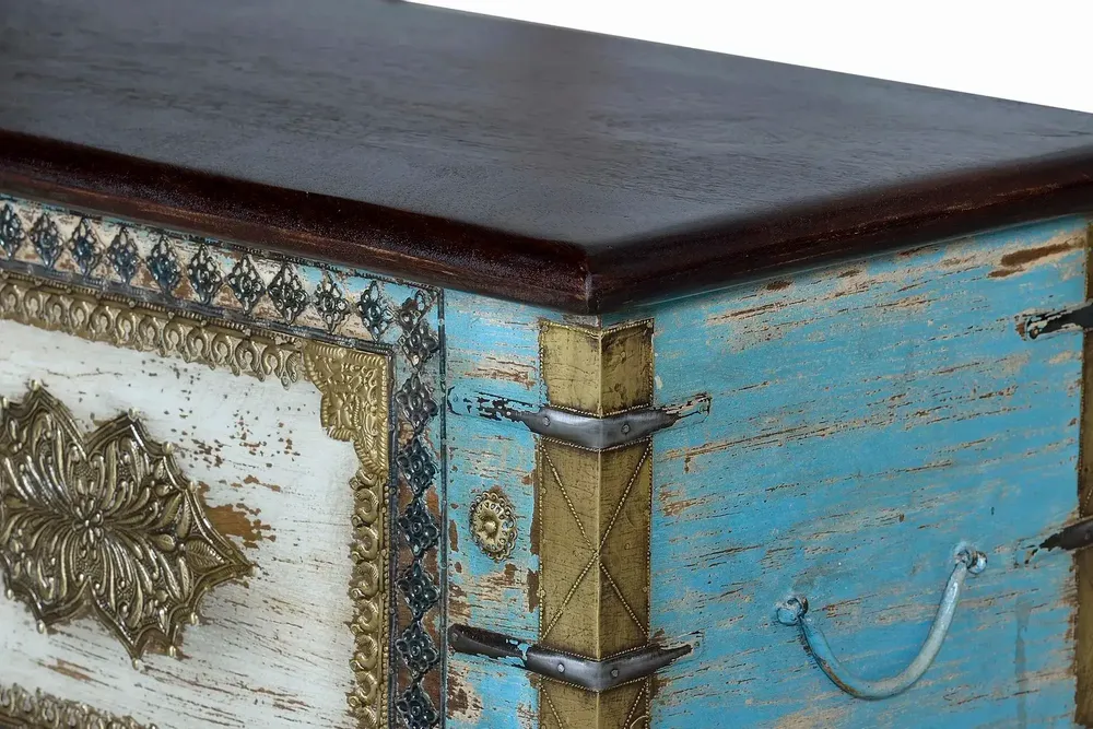 Boîtes de rangement - Coffre en manguier bleu et merisier vieilli - GINER Y COLOMER