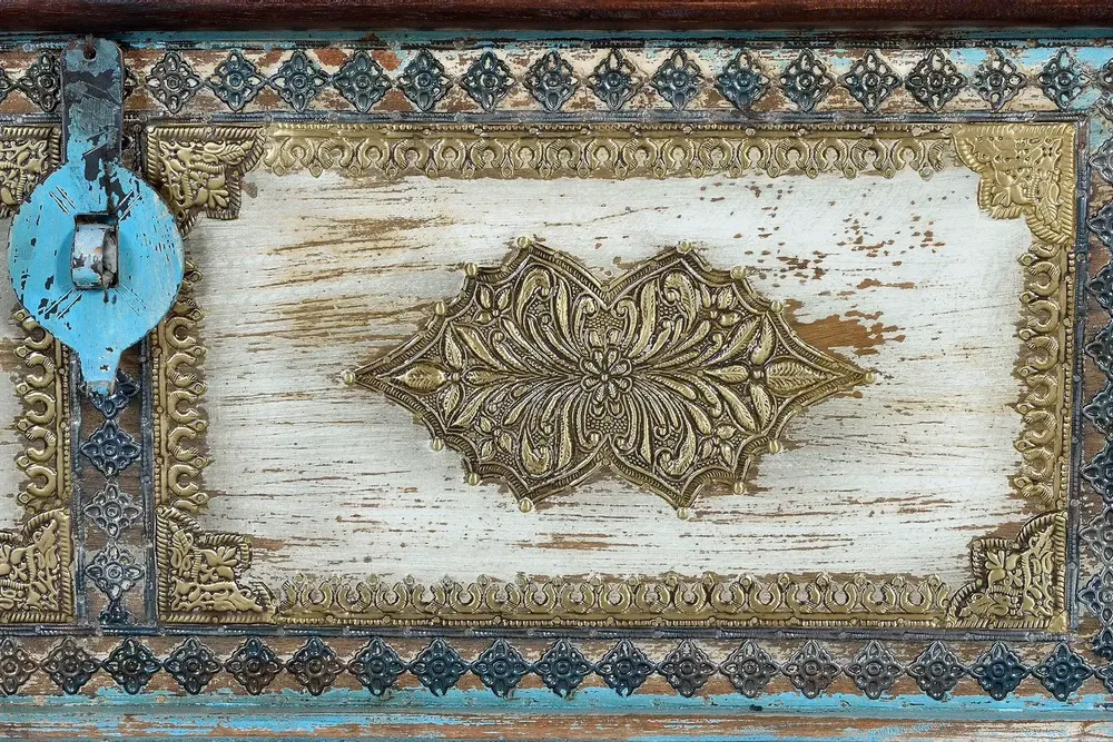 Boîtes de rangement - Coffre en manguier bleu et merisier vieilli - GINER Y COLOMER