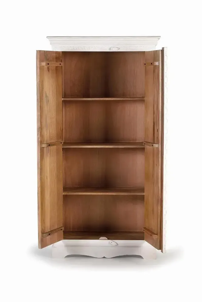 Wardrobe - Mango wood cabinet mirror details in white - GINER Y COLOMER
