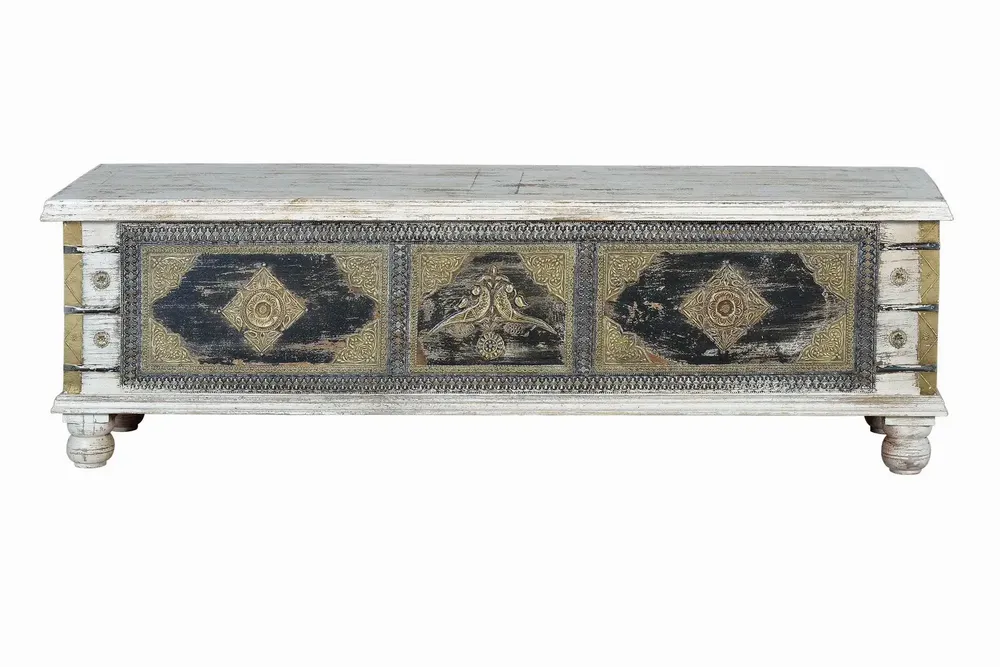 Boîtes de rangement - Coffre en bois de manguier et détails en bronze blanc vieilli - GINER Y COLOMER