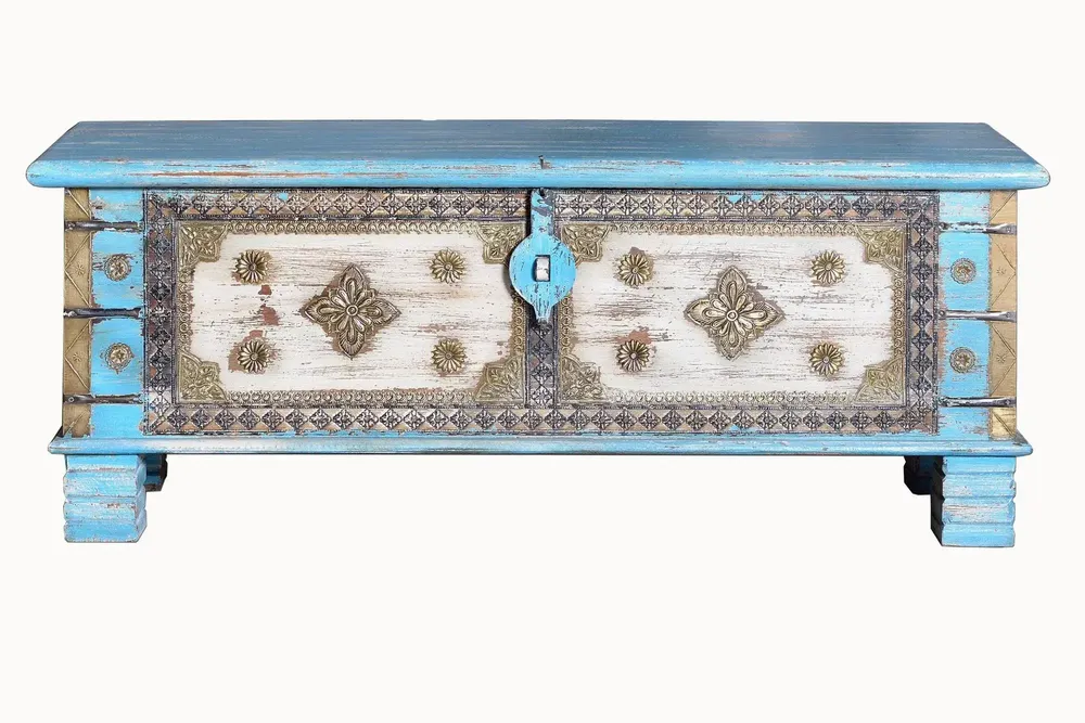 Boîtes de rangement - Coffre en manguier bleu vieilli - GINER Y COLOMER
