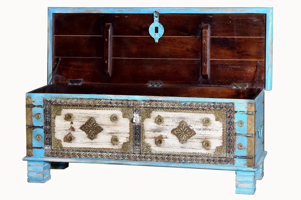 Boîtes de rangement - Coffre en manguier bleu vieilli - GINER Y COLOMER