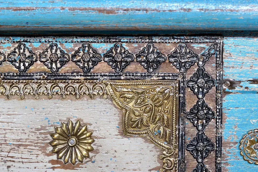 Boîtes de rangement - Coffre en manguier bleu vieilli - GINER Y COLOMER