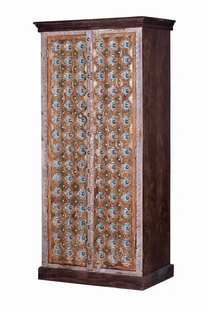 Wardrobe - Mango wood cabinet in walnut and aged gray - GINER Y COLOMER