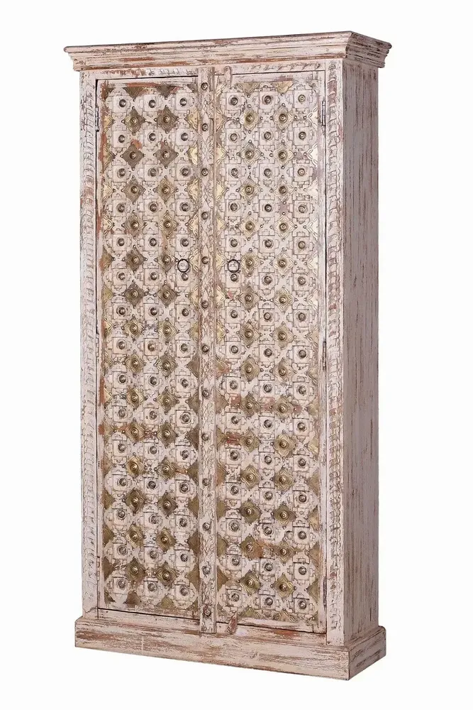 Armoires - Armoire en bois de manguier avec des détails en ivoire vieilli - GINER Y COLOMER