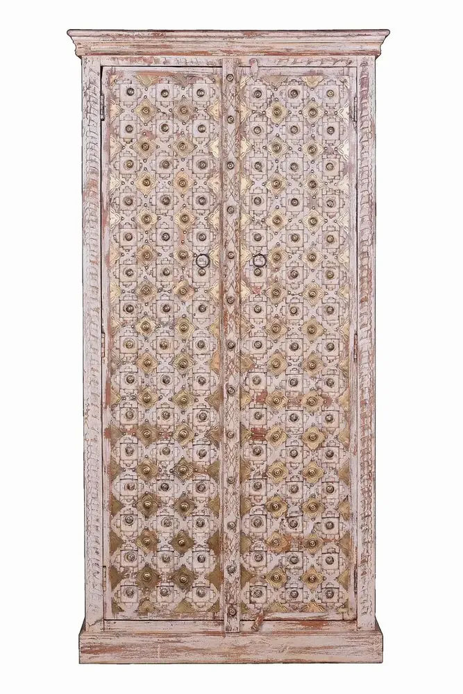 Armoires - Armoire en bois de manguier avec des détails en ivoire vieilli - GINER Y COLOMER