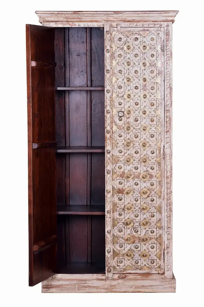 Armoires - Armoire en bois de manguier avec des détails en ivoire vieilli - GINER Y COLOMER