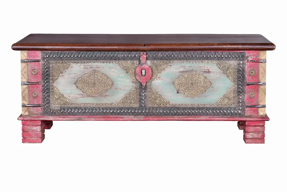 Boîtes de rangement - Coffre en manguier rouge vieilli et merisier - GINER Y COLOMER
