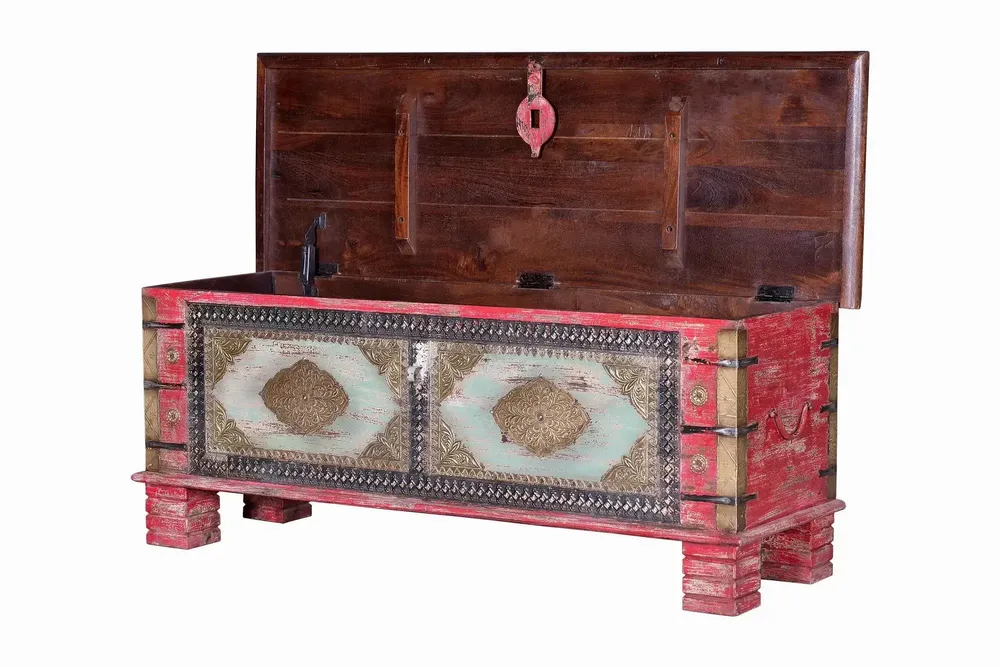 Boîtes de rangement - Coffre en manguier rouge vieilli et merisier - GINER Y COLOMER