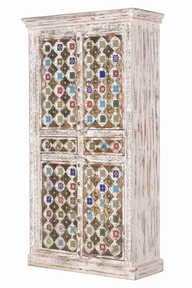 Wardrobe - Mango wood cabinet with ceramic and bronze details - GINER Y COLOMER
