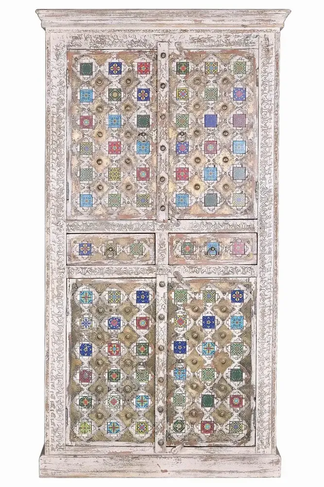 Wardrobe - Mango wood cabinet with ceramic and bronze details - GINER Y COLOMER