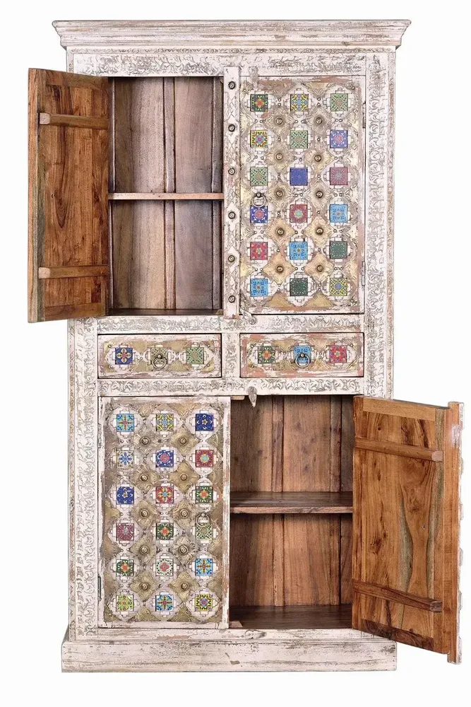 Wardrobe - Mango wood cabinet with ceramic and bronze details - GINER Y COLOMER